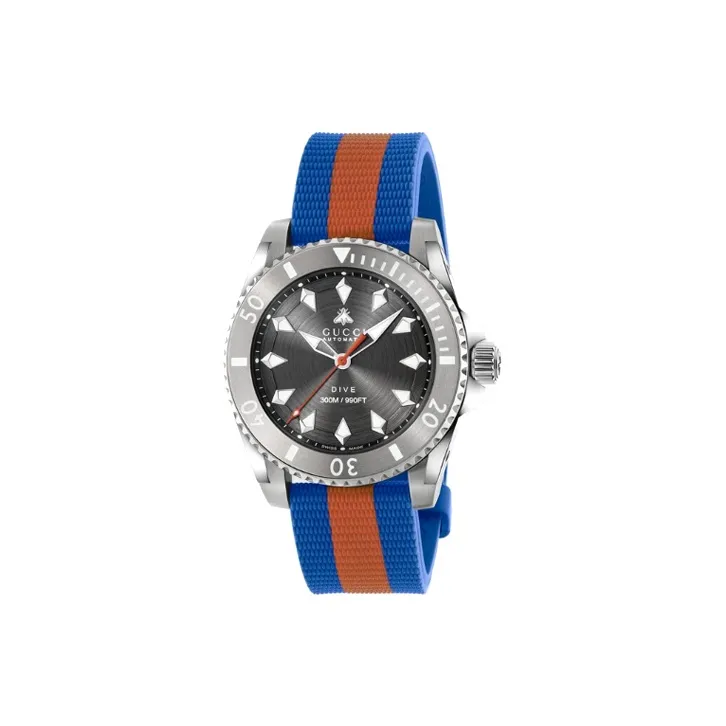 GUCCI Dive Collection Wrist Watch Automatic Mechanical Movement Rubber Strap 40mm Gray Dial Men's Watches
