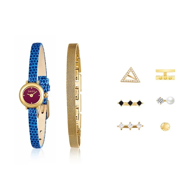 DAISY BEAUTY Наручные часы Кварцевый механизм Кожаный ремешок Красный циферблат Женские часы