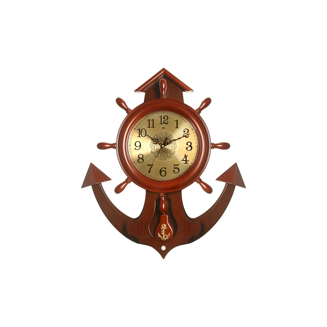 HENSE Кварцевый механизм Деревянная стена Часы Унисекс Золотой циферблат HP40