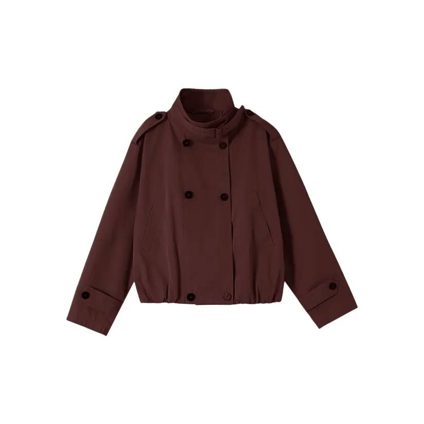 BETTER BING Универсальный Petite Cropped Тренчкот Куртки Пальто Женские Анкора Красный