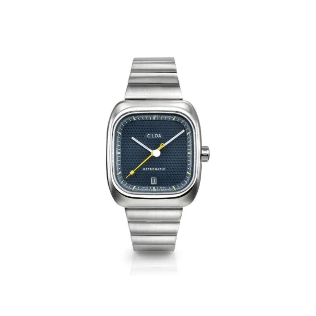 CILOA Кварцевый механизм ремешок из нержавеющей стали мужские часы синий циферблат