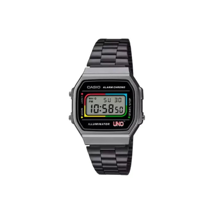 CASIO Электронные Механические Часы из Нержавеющей Стали с Ремешком Унисекс и Черным Циферблатом