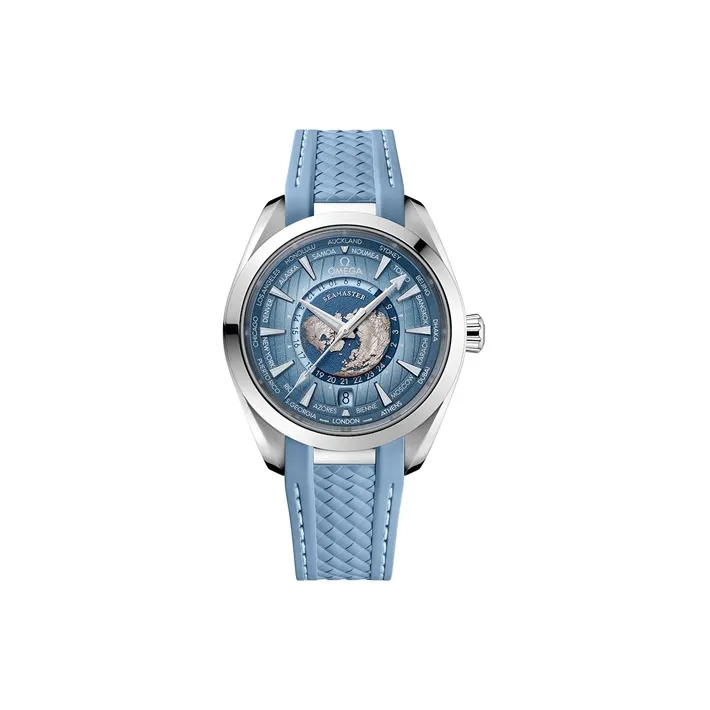OMEGA AQUA TERRA 150 Meters Automatic Mechanical Movement Men's Watches Watch 43mm Blue Dial Steel Case Rubber Strap