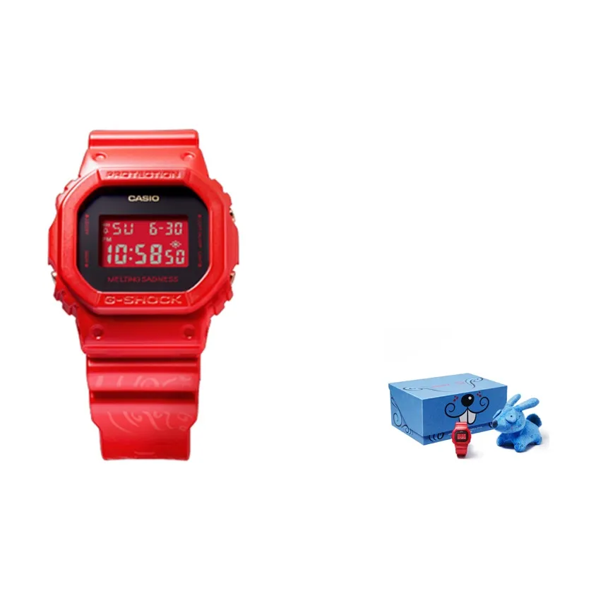 CASIO G-SHOCK Rabbit Zodiac Box Кварцевый механизм Смольный ремешок Часы Унисекс Красный циферблат