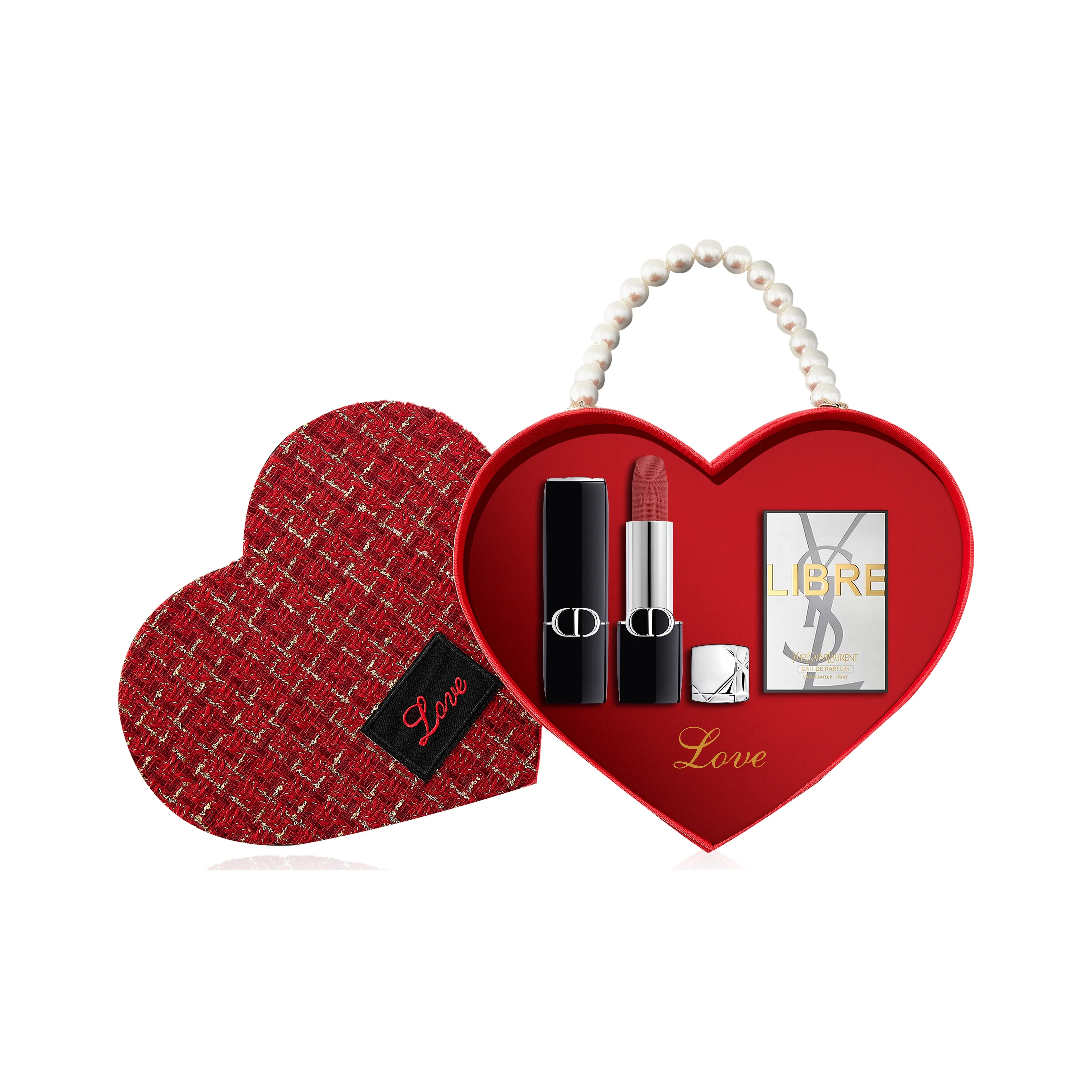 DIOR Ярко-голубой Золотой Жемчужный Сердце Chanel Inspired Помада Коробка Матовый Цвет лица