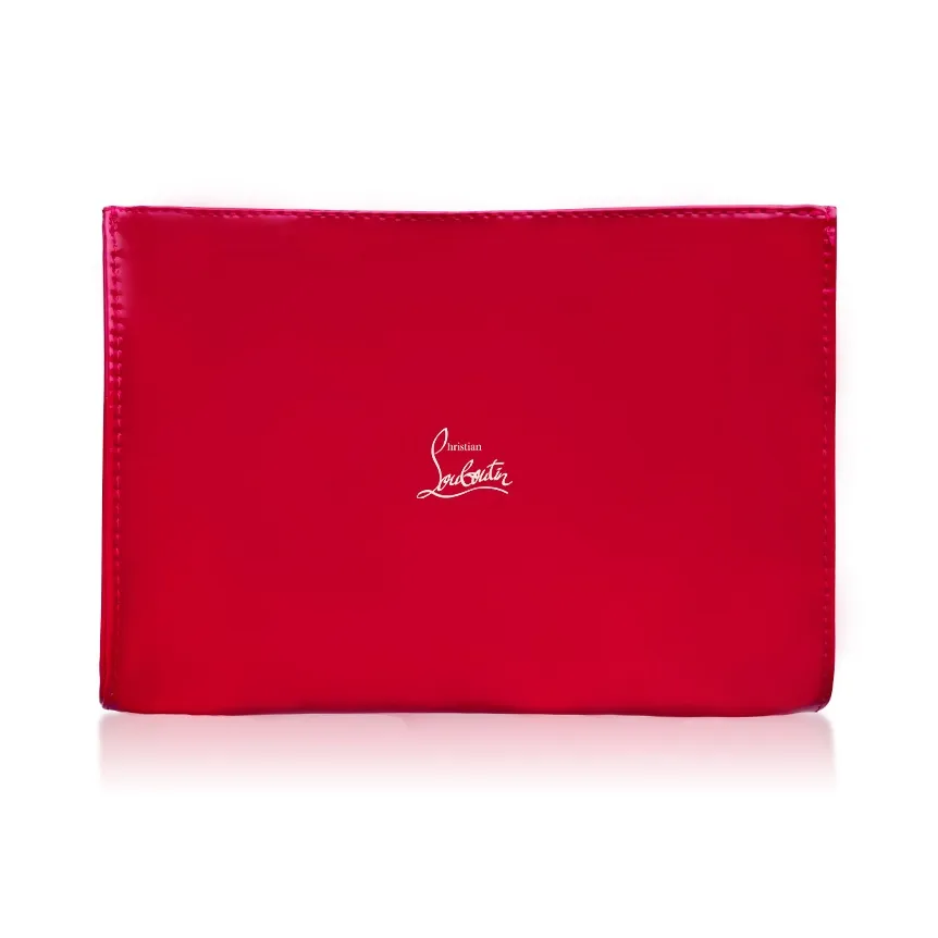 CL LUBOTING Красный Лакированная Кожа Большая Сумка для Макияжа с Молнией Легкая