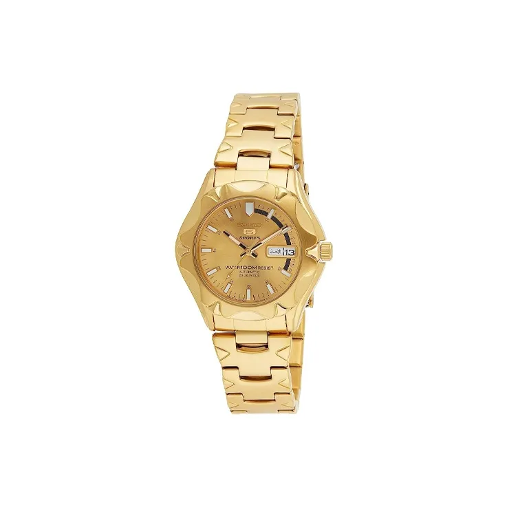 SEIKO Automatic Mechanical Movement Stainless Steel Strap Watch 41*41*12mm Men's Watches Gold Dial Snz450j1