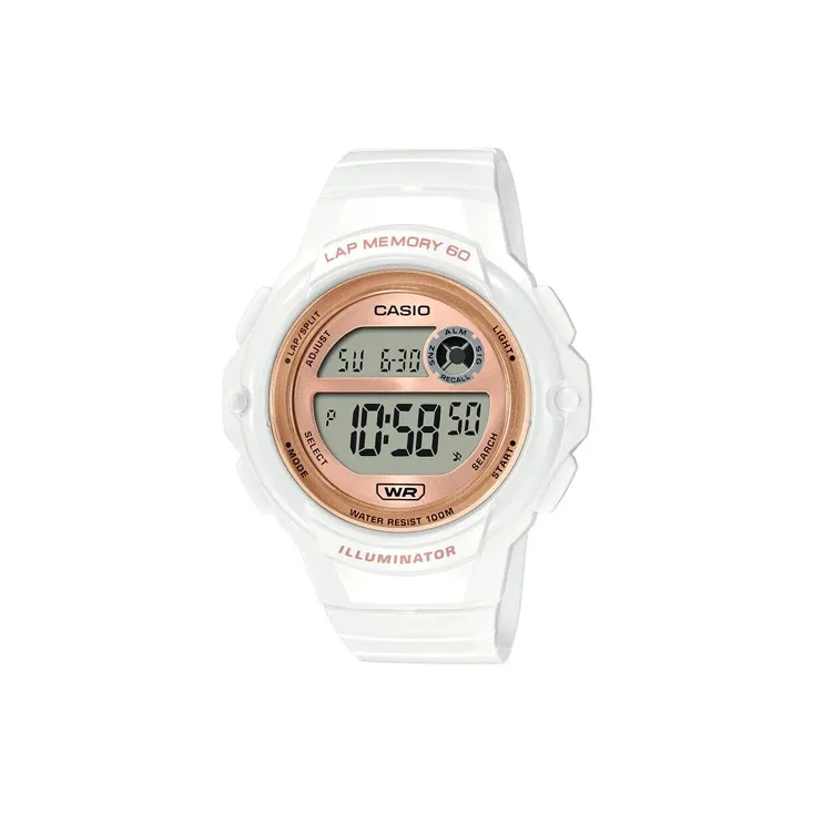 CASIO Кварцевый механизм Смольный ремешок Часы унисекс Золотой циферблат LWS 1200H 7A2VDF