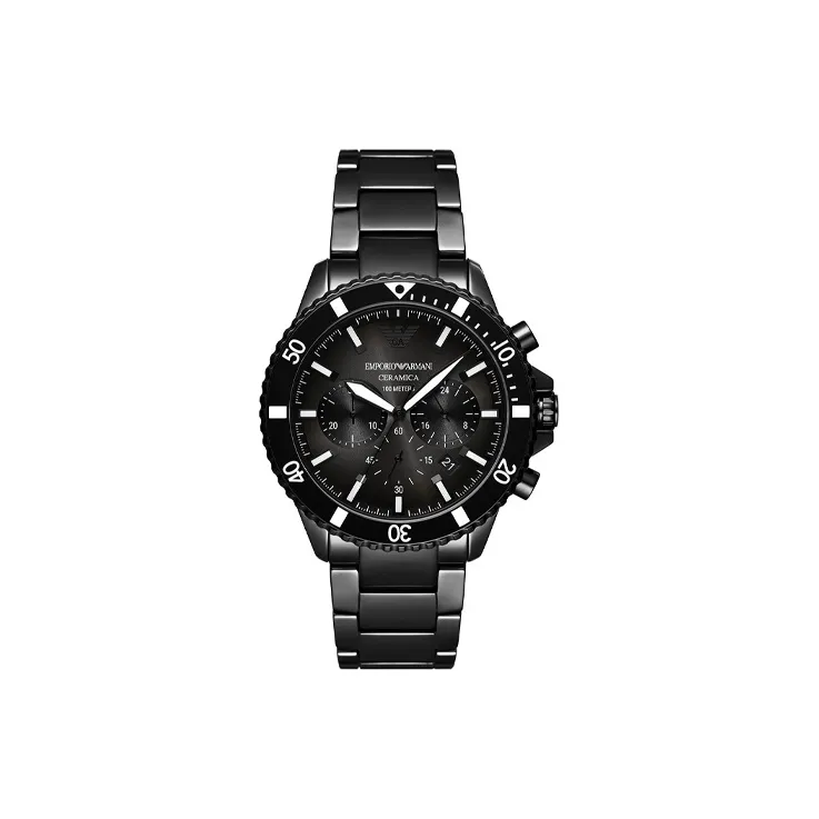 EMPORIO ARMANI Мужские часы Кварцевый механизм Керамика Ремешок 43 мм Черный циферблат