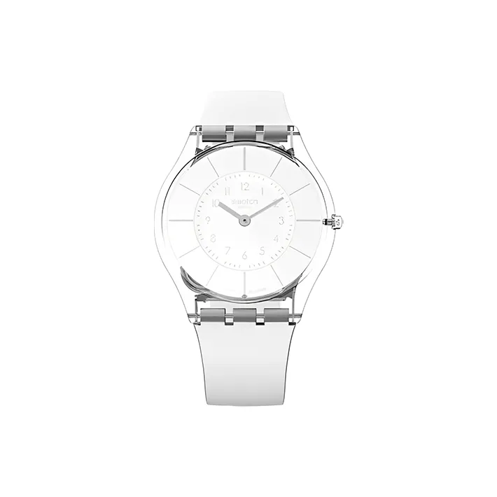 Swatch Quartz Механизм Унисекс Часы Белый Циферблат Силиконовый Ремешок SS08K102