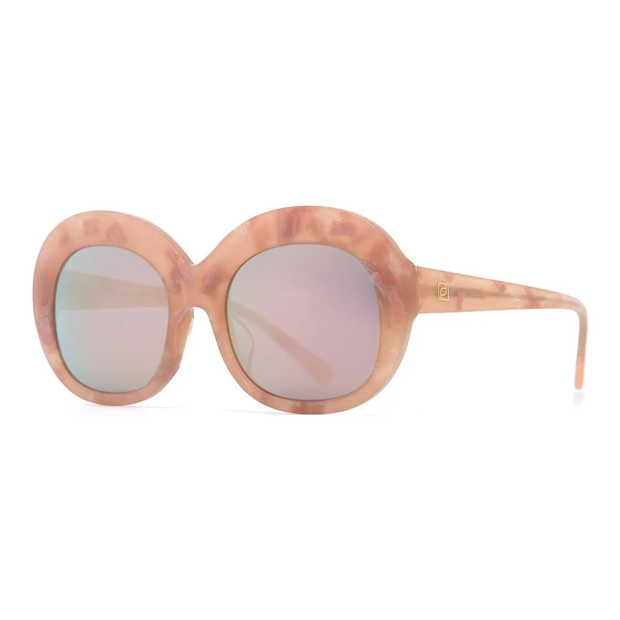 PORTS Plate Frame Oval Sunglasses Women's Beige