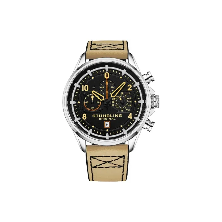 STUHRLING Кварцевый механизм Мужские часы Pilot Collection 300мм*90мм*40мм Черные