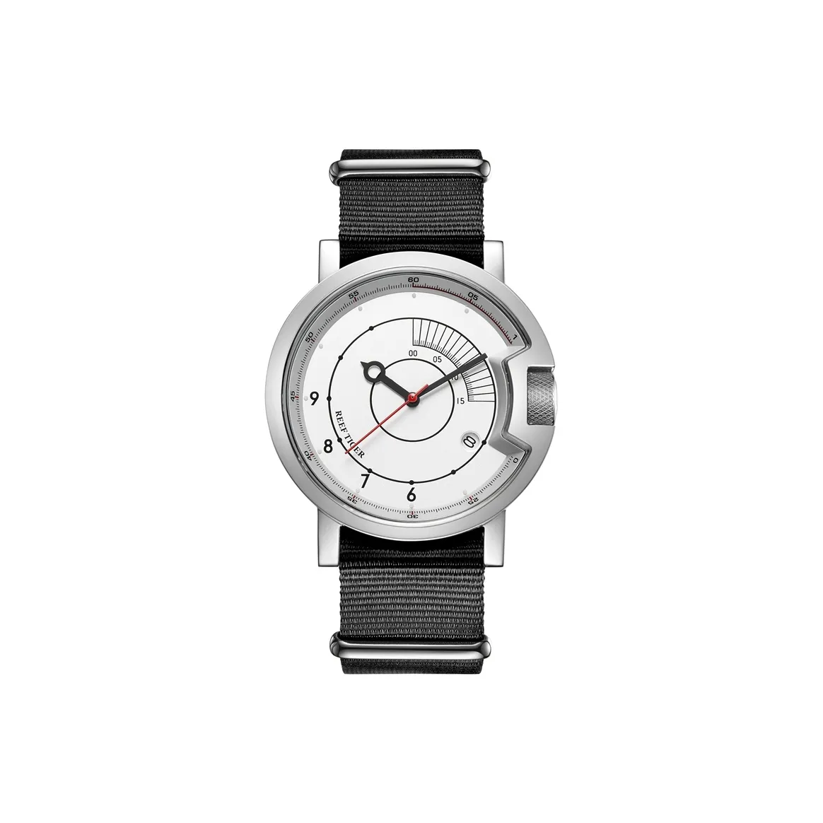 REEF TIGER Automatic Mechanical Movement Canvas Strap Watch Men's Watches White Dial