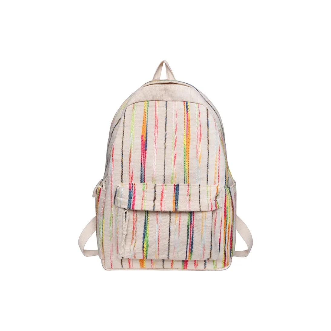 Ceion Keust Waterproof Cloth Backpack Unisex Ck Ecru Striped
