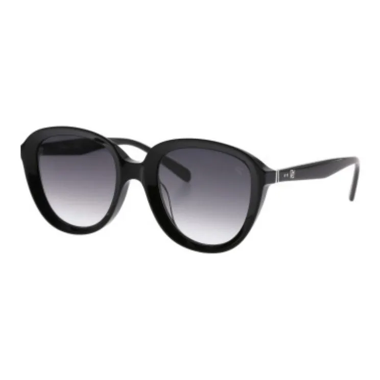 PORTS Пластиковая оправа Круглые Солнцезащитные очки Женские Черные