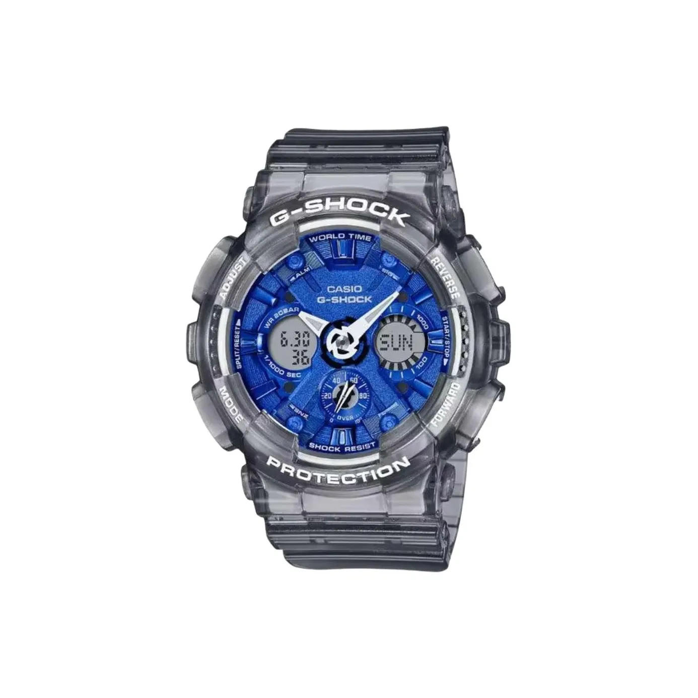 CASIO Кварцевый механизм Смольный ремешок Часы Женские Синий циферблат GMA S120TB 8A