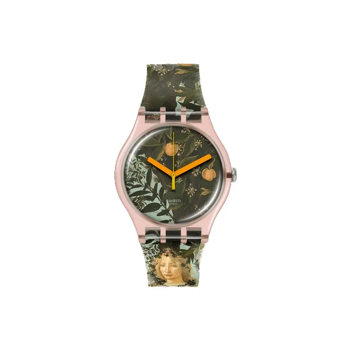 Swatch Quartz Механизм Мужские часы Циферблат 41 мм Зеленый Пластиковый корпус Часы Силиконовый ремешок SUOZ357