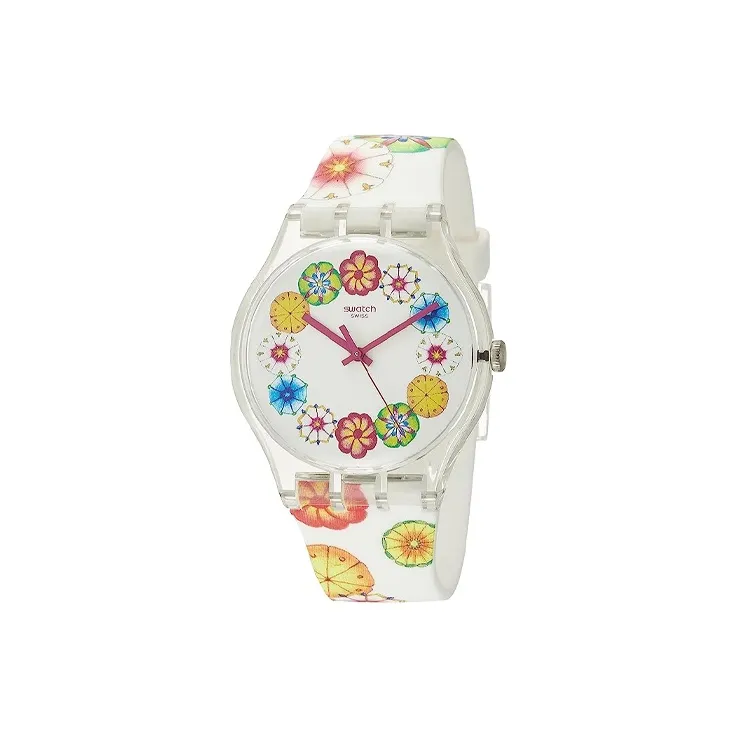 SWATCH ORIGINALS Collection Кварцевый механизм Унисекс Часы 41 мм Белый циферблат Пластиковый корпус Часы Силиконовый ремешок