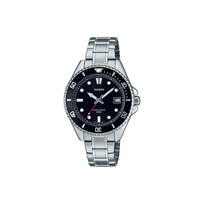 CASIO MDV 10D Collection Кварцевый механизм нержавеющая сталь ремешок женские часы черный циферблат модель MDV 10D 1A1V