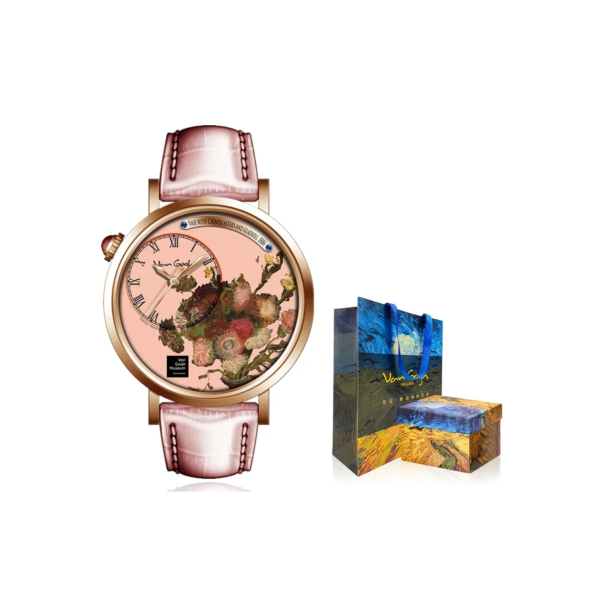 VAN GOGH Наручные часы Кварцевый механизм Натуральная кожа Ремешок 34 мм Многоцветный циферблат часов Женские часы S RLV 04