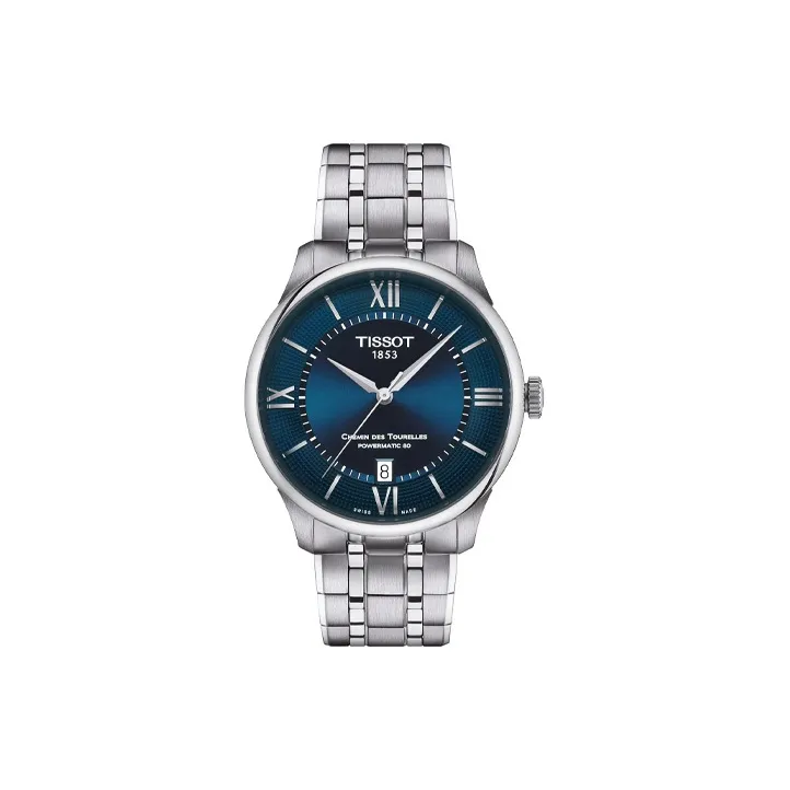 TISSOT Automatic Mechanical Movement Unisex Watch 39mm Blue Dial Stainless Steel Case Stainless Steel Watchband
