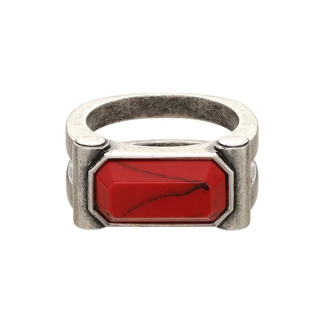 BABAMA Медный с Антично-Серебристой Платиной Квадратный Штамп Кольцо Унисекс