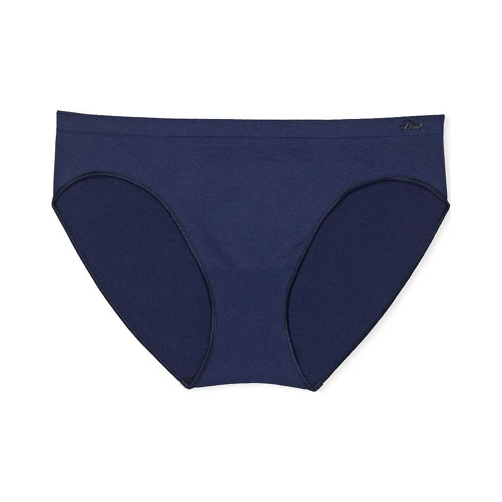 Victoria's Secret PINK Seamless Bikini Panty / Midnight Navy Underpants Women's 1 Pack Marine Blue