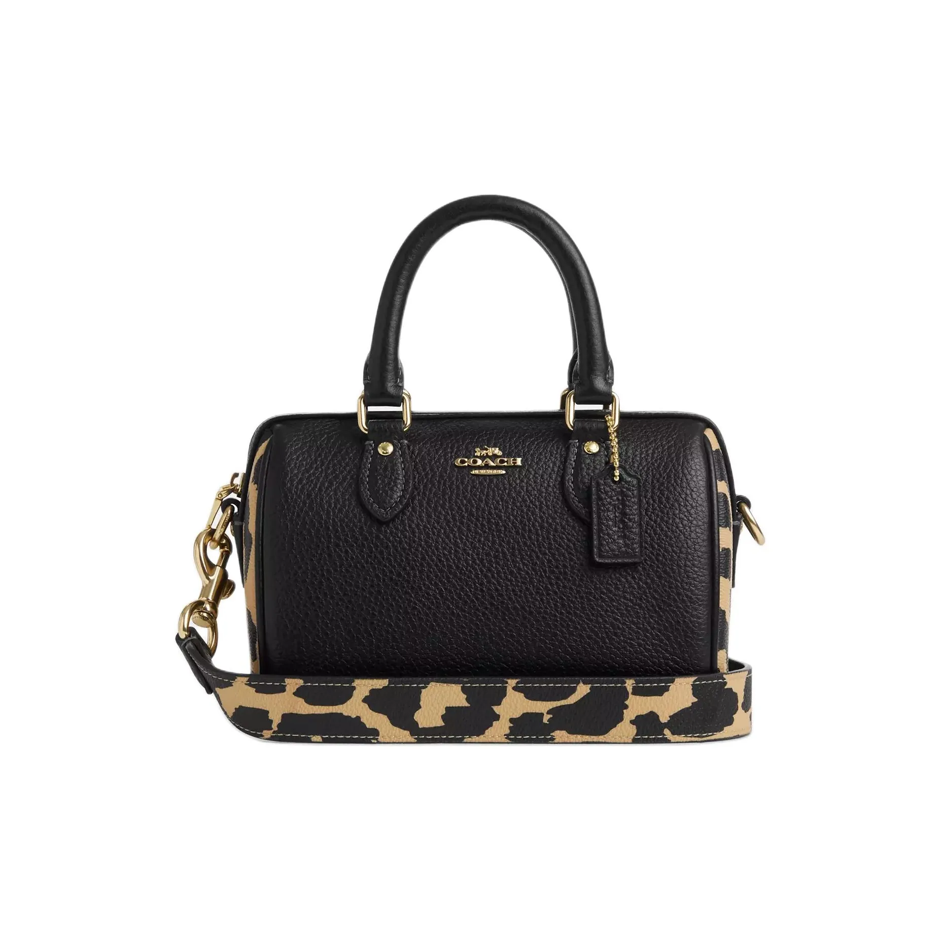 COACH Rowan Litchi Grain Leather One Shoulder Handbag Crossbody Bag Mini Women's Leopard Print Multicolor