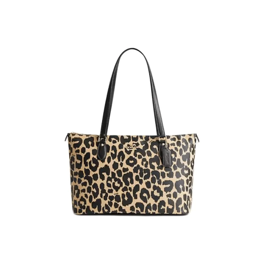 COACH Gallery Coated Canvas Tote Bag, Shopping Bag, Shoulder Bag, Handbag Tubas Women's Leopard Print Multicolor