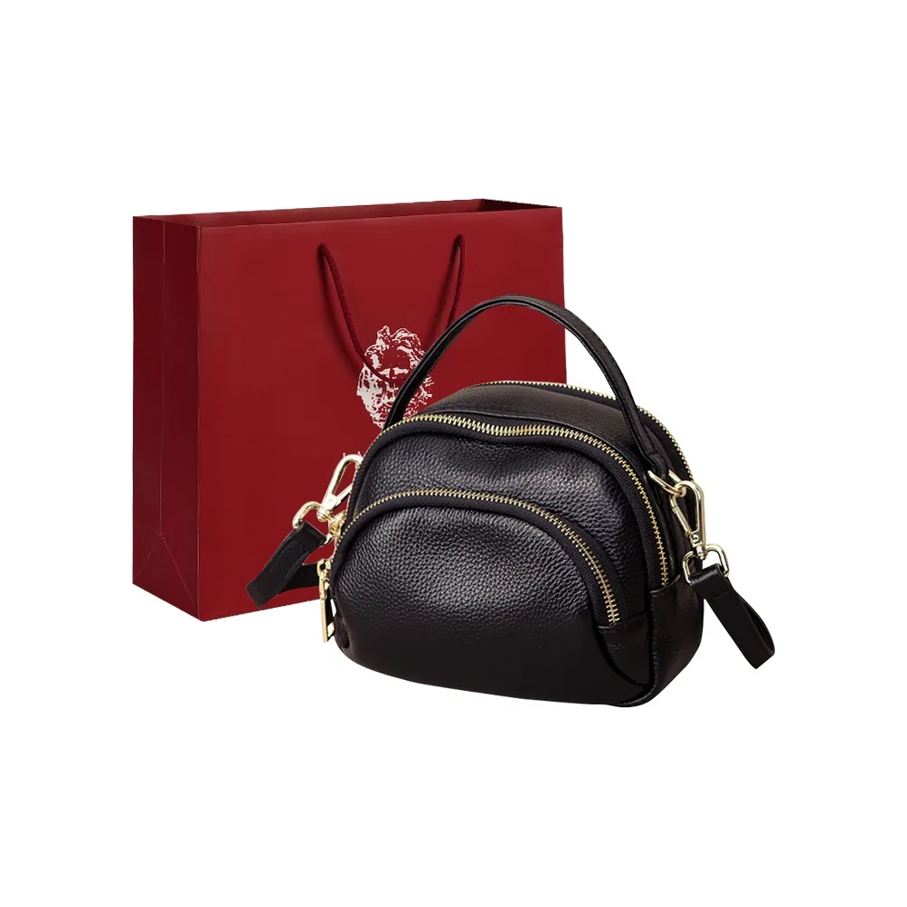 Old Man's Head Сумка через плечо из коровьей кожи маленькая женская черная