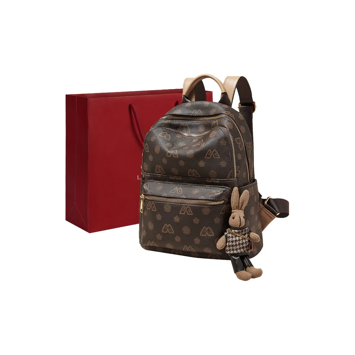 Old Man's Head ПВХ Портативный Одно Плечо Рюкзак Стандартный Женский Кофейный