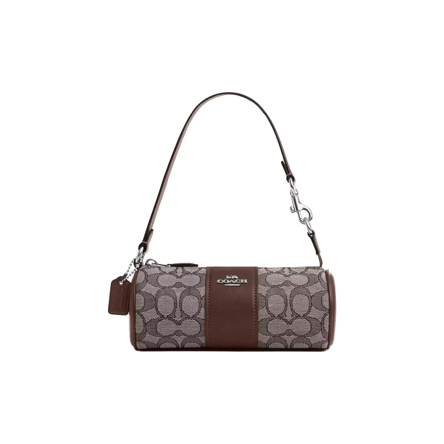 COACH Nolita Fabric With Leather Cylinder Bag One Shoulder Handbags Small Size Women's Dark Coffee