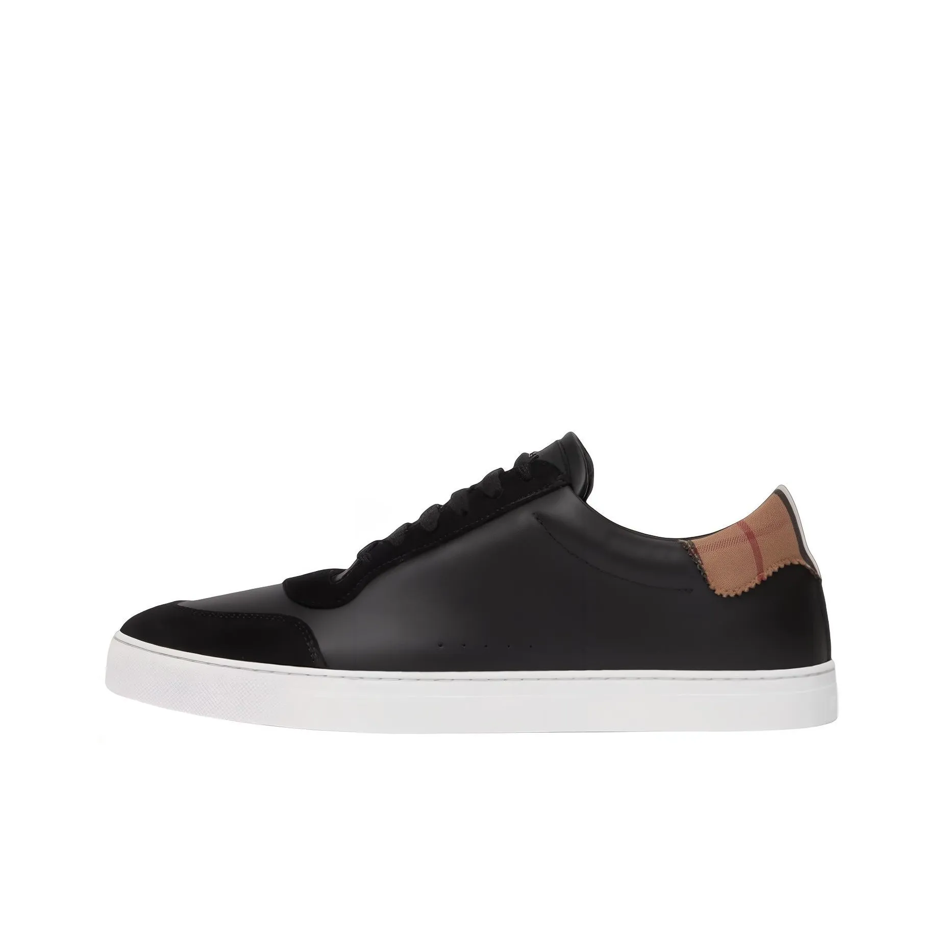 Burberry Leather Suede And Vintage Check Cotton Sneakers Black