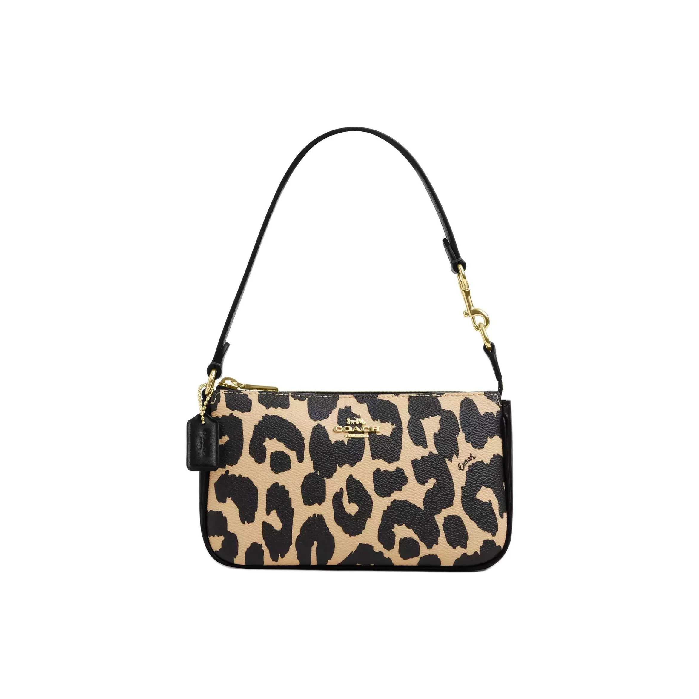 COACH Nolita Coated Canvas Shoulder Bag, Crossbody Bag, Handbag Trumpets Women's Leopard Print Multicolor