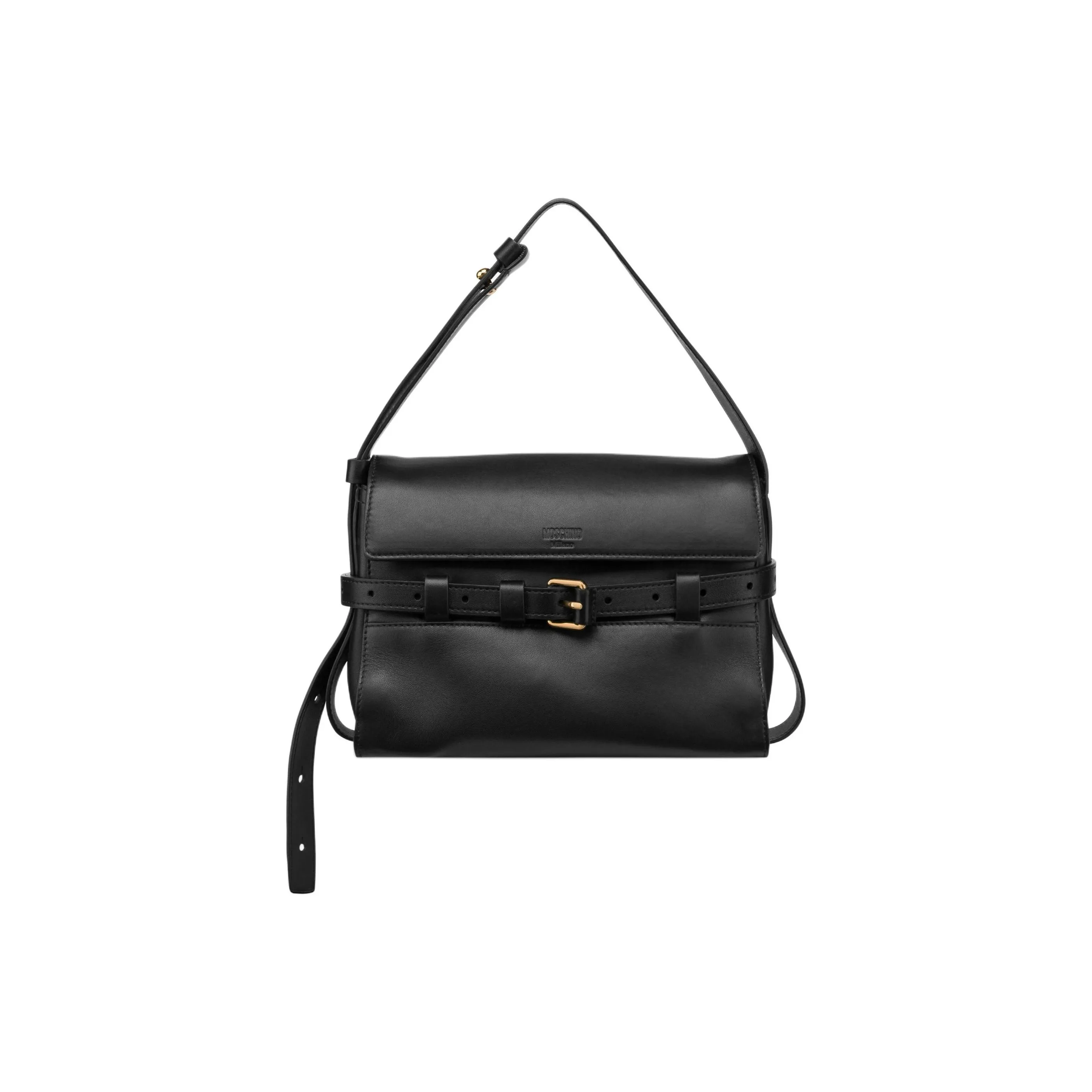 MOSCHINO Sheepskin Crossbody One Shoulder Handbag Extra Large Women's Black