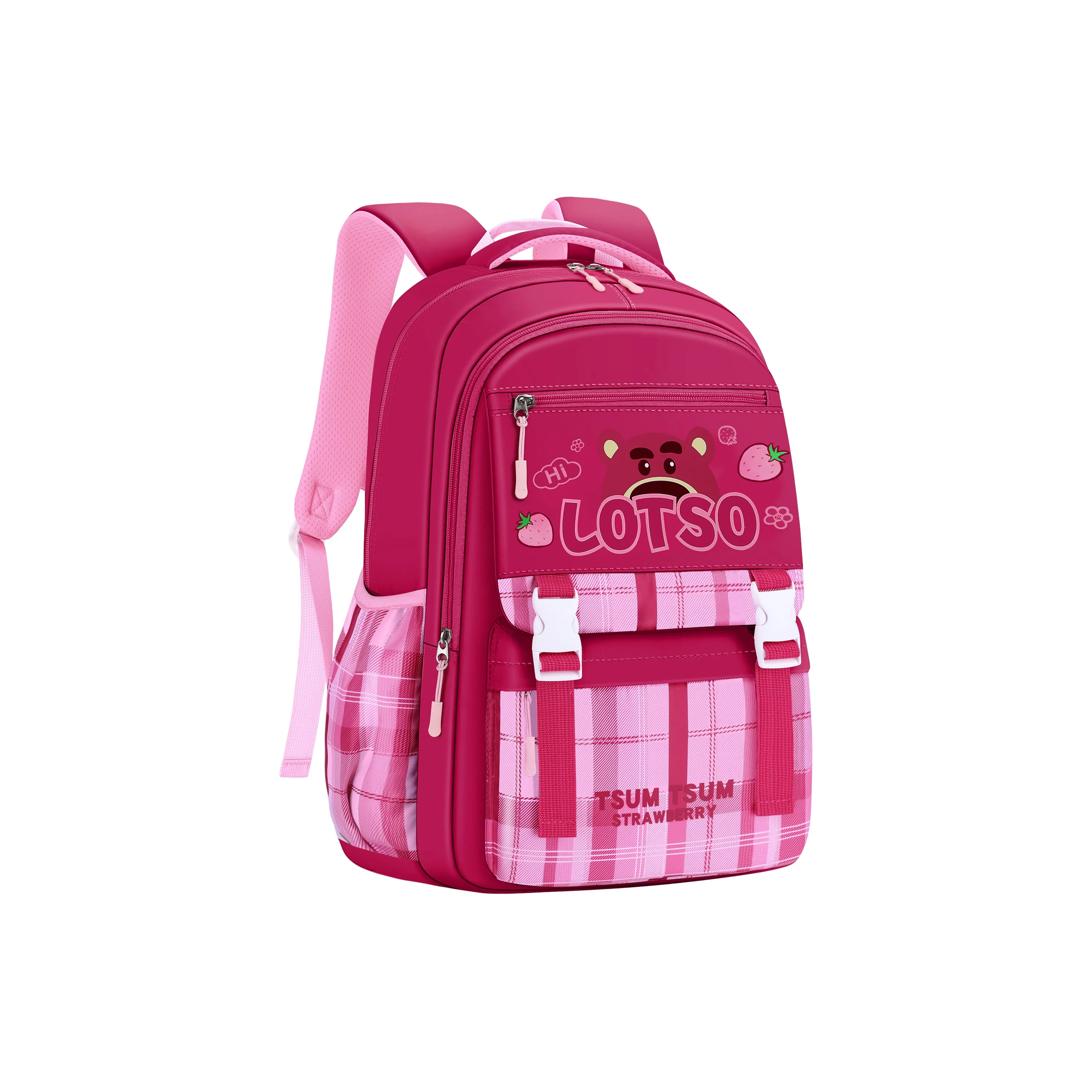 Disney Strawberry Bear Series Полиэстер Рюкзак Женские Розовый Красный