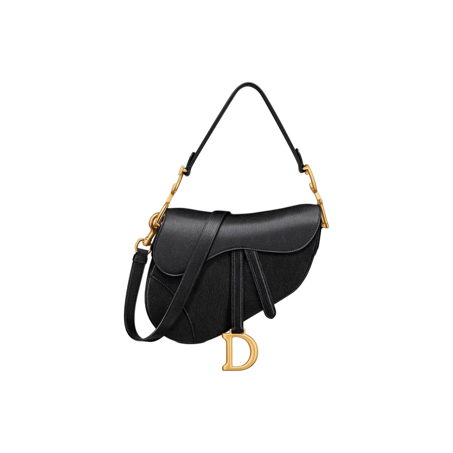 DIOR Saddle Goatskin Saddle Bag, Shoulder Bag, Crossbody Bag, Handbag Women's Black