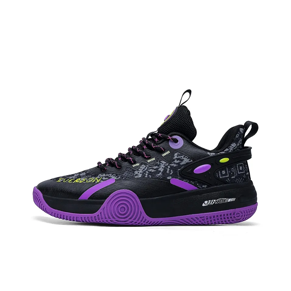IVERSON Hunting 1 Black Lavender Anti Slip And Wear Resistant Breathable Low Top Basketball Shoes Unisex