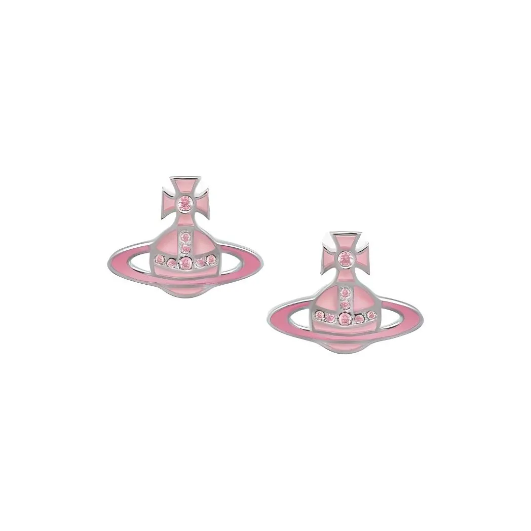 Vivienne Westwood Латунь Розовая Керамическая Эмалевая Серьги-гвоздики Женские Серебристый Розовый