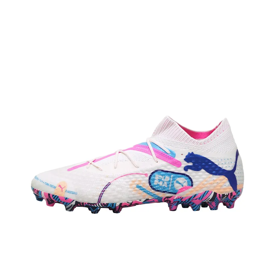 PUMA FUTURE 7 ULTIMATE MG Rubber Short Studs Artificial Ground Support Soccer Shoes Men White Blue Pink