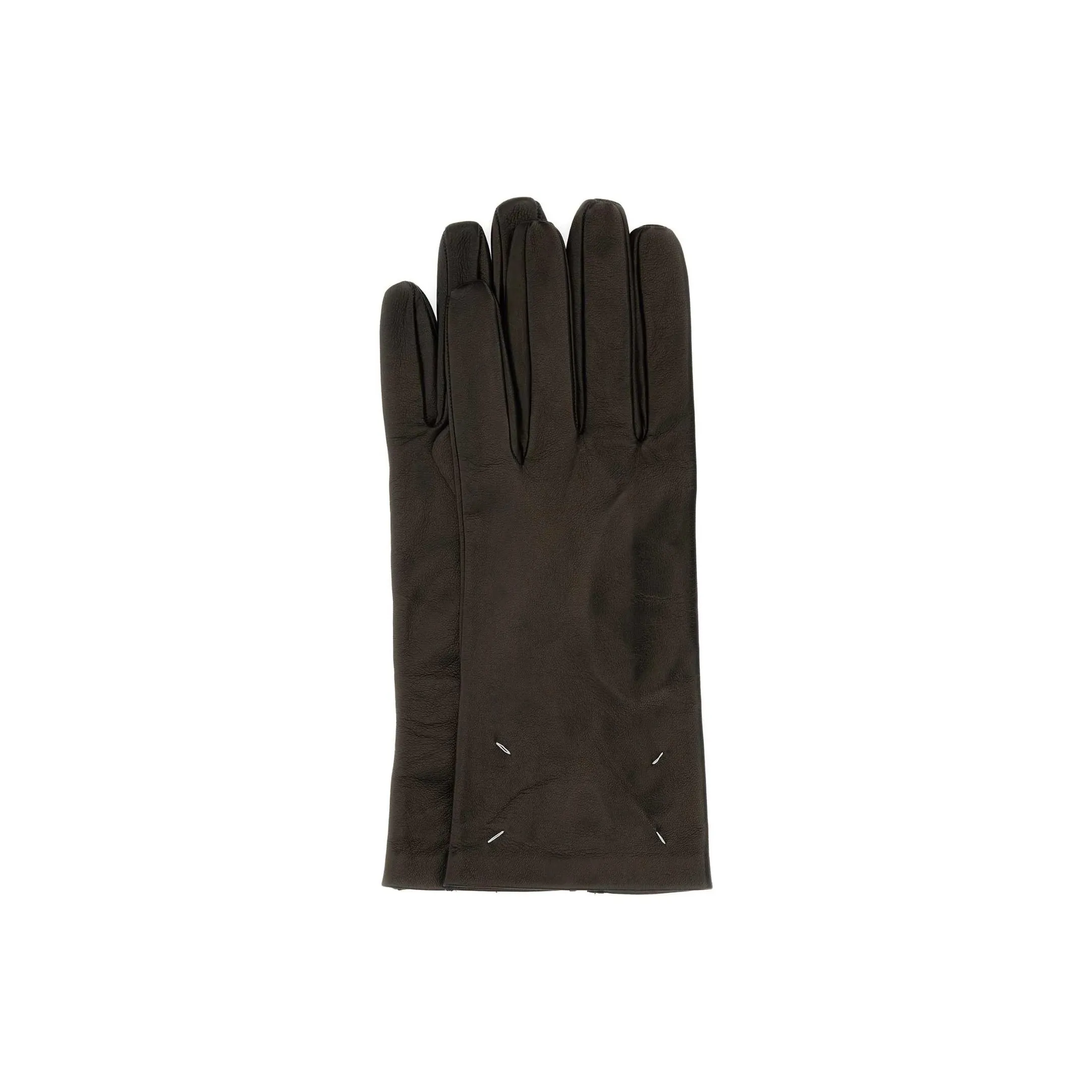 Maison Margiela Nappa Leather Gloves Women's Dark Brown