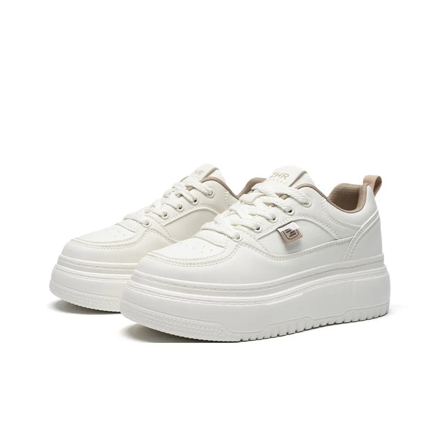 ZHR Squashy And Bouncy Feeling White Sneakers Wear Resistant Slip Resistant Low Top Skateboard Shoes Women's