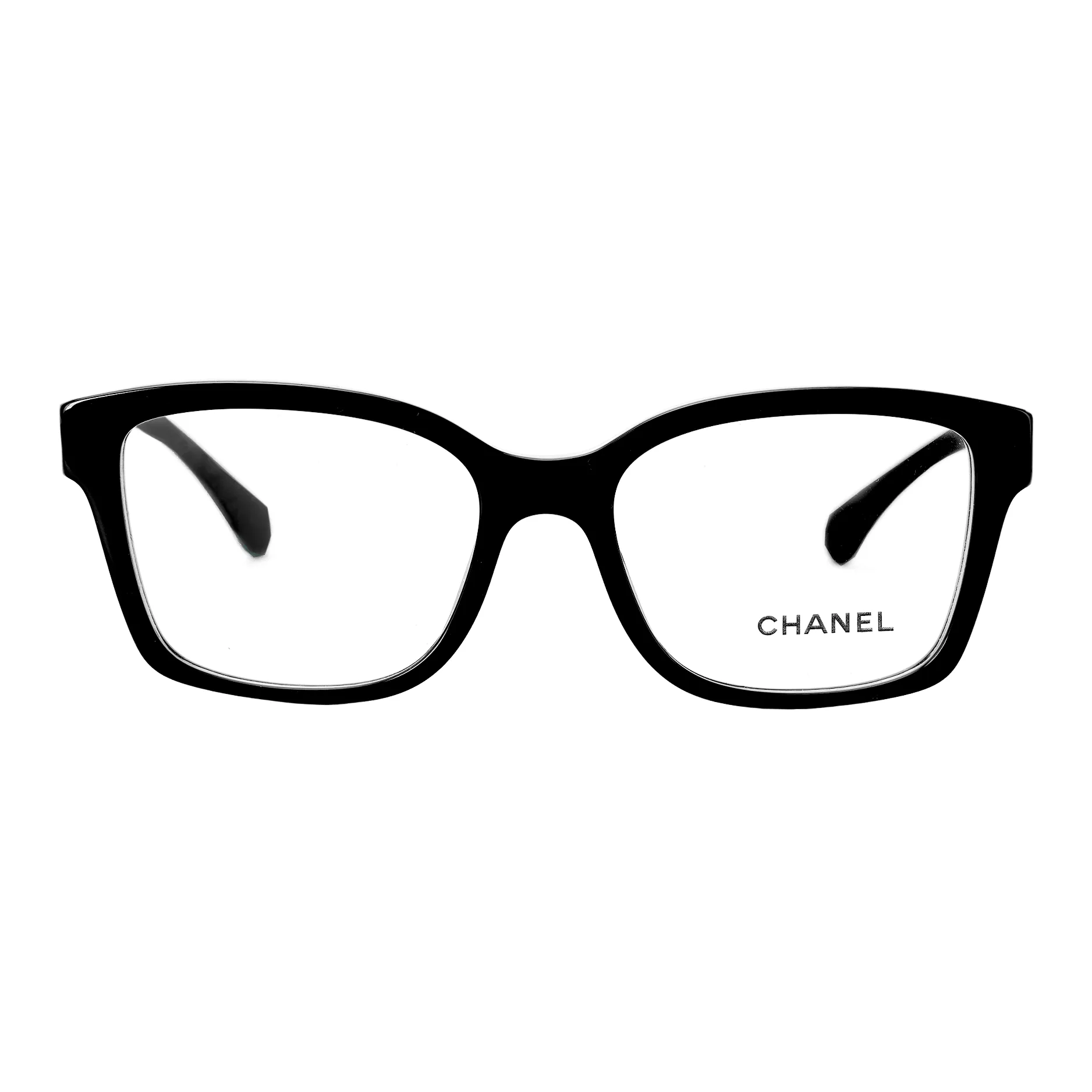 CHANEL Square Frame Plate Frame Square Eyeglass Frames Unisex Black