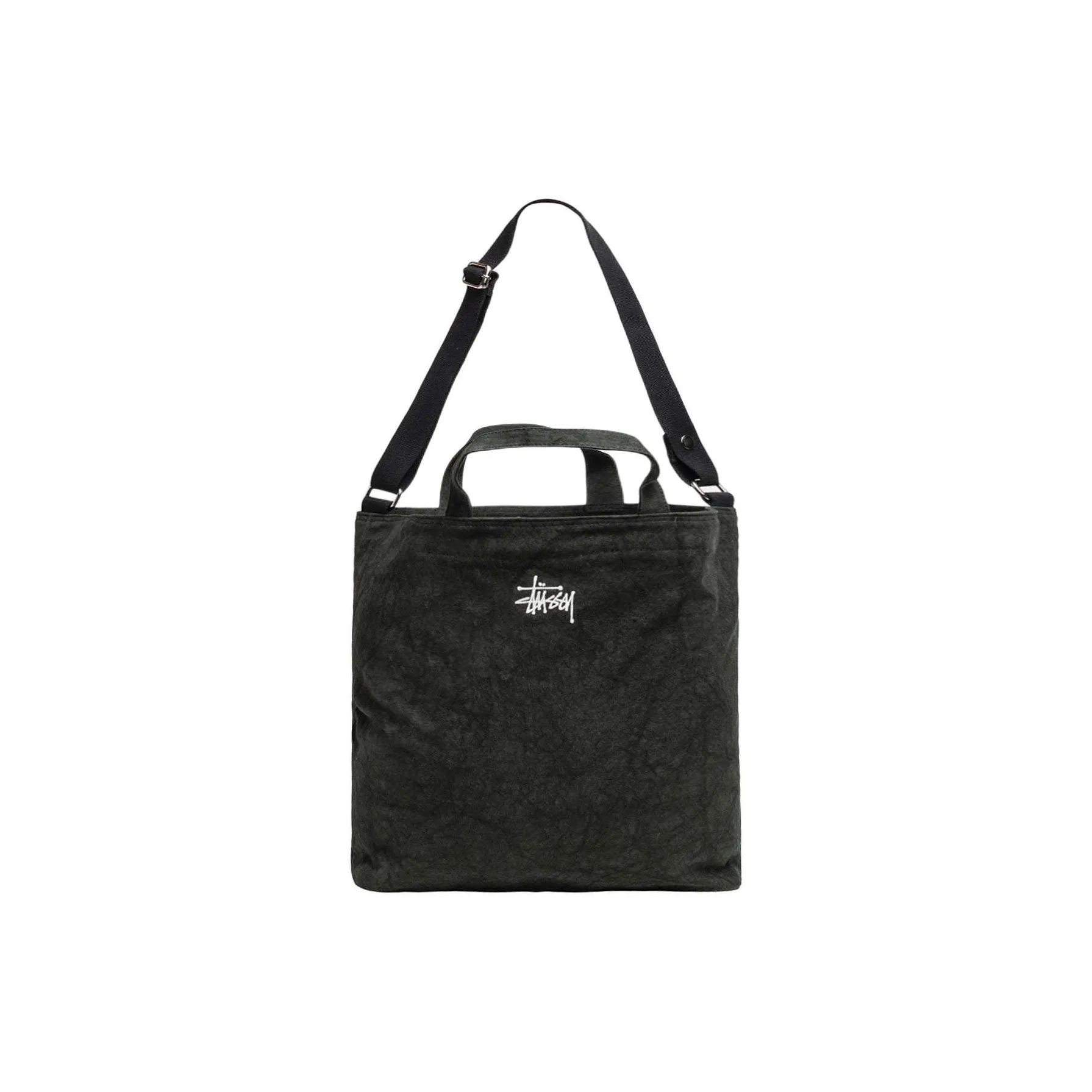 Stussy Хлопок Холст Сумка через плечо Сумка через плечо Унисекс Выстиранный Черный