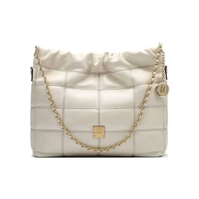 Montagut Овчина Сумка через плечо Сумка с цепочкой Сумка-хобо Обычная Женская Каменно-серый Желудь Iced Кофе Сиреневый