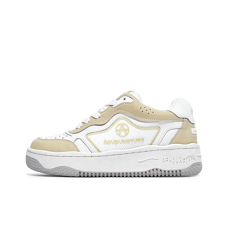Acupuncture Skateboard Shoes Unisex Low-Top Apricot Yellow