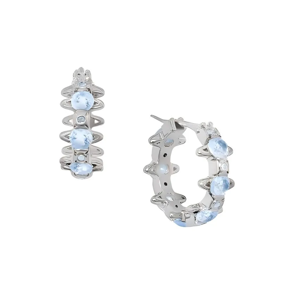 Vivienne Westwood Warwick Brass Earrings Женские Синий Ромб Серебряный