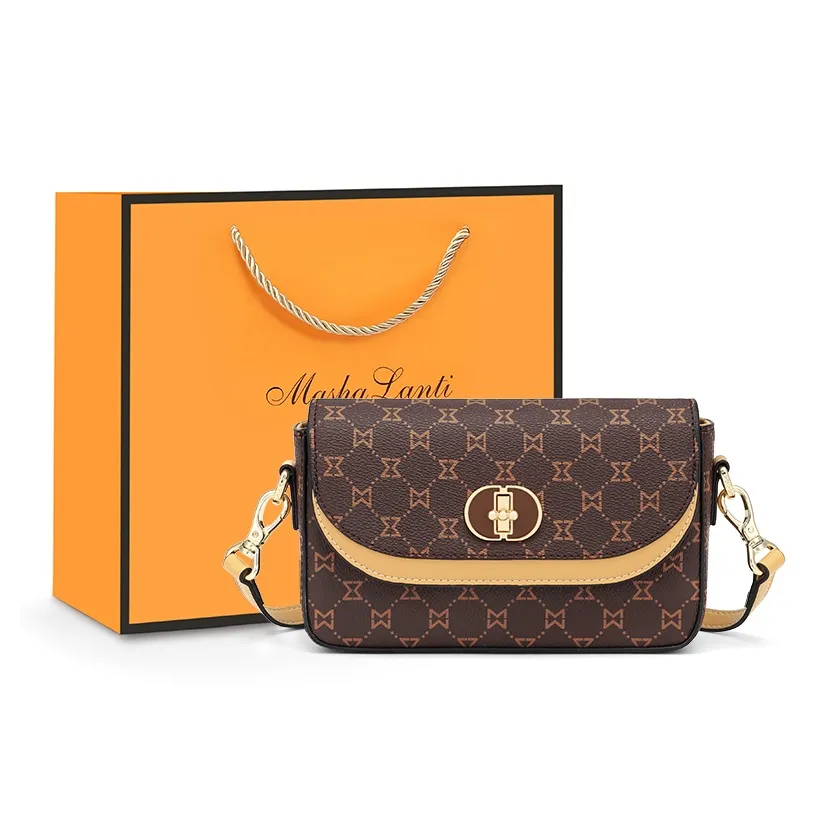 MashaLanti Сумка через плечо из ПВХ синтетической кожи стандартная женская темно-коричневая