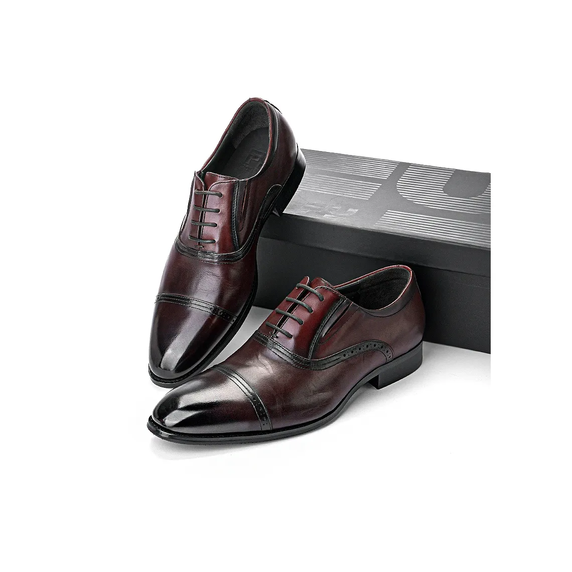 FOR YOU Dress Shoes Men's Brown Gift Box Set