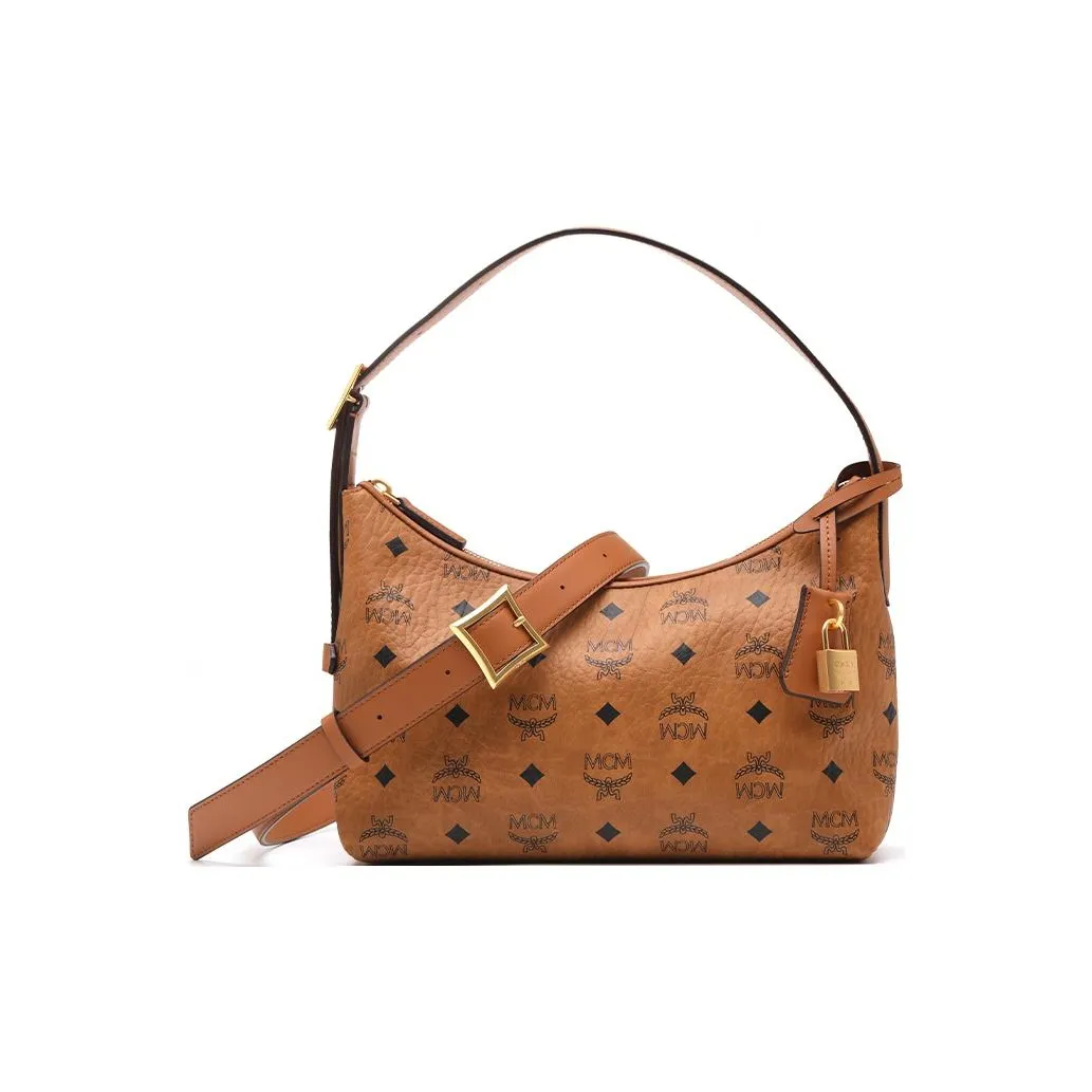 MCM Aren Artificial Leather Shoulder Bag, Handbag, Shoulder Bag Small Women's Brown & Cognac
